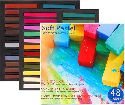 LOONENG Non Toxic Soft Pastels Chalk, Soft Chalk Pastels Stick for Crafts Projects, Drawing, Blending, Layering, Shading, 24 Brilliant Assorted Colors in Kuwait