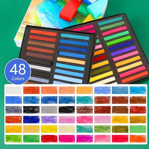 LOONENG Non Toxic Soft Pastels Chalk, Soft Chalk Pastels Stick for Crafts Projects, Drawing, Blending, Layering, Shading, 24 Brilliant Assorted Colors in Kuwait