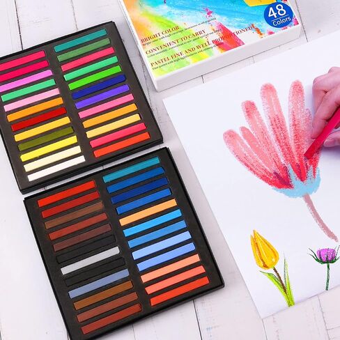 LOONENG Non Toxic Soft Pastels Chalk, Soft Chalk Pastels Stick for Crafts Projects, Drawing, Blending, Layering, Shading, 24 Brilliant Assorted Colors in Kuwait