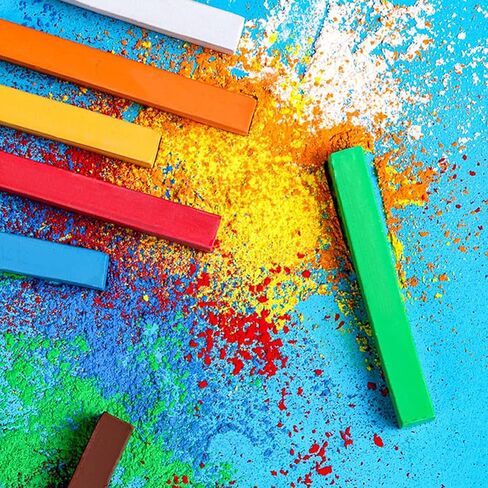 LOONENG Non Toxic Soft Pastels Chalk, Soft Chalk Pastels Stick for Crafts Projects, Drawing, Blending, Layering, Shading, 24 Brilliant Assorted Colors in Kuwait