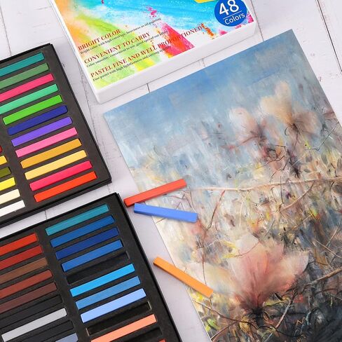 LOONENG Non Toxic Soft Pastels Chalk, Soft Chalk Pastels Stick for Crafts Projects, Drawing, Blending, Layering, Shading, 24 Brilliant Assorted Colors in Kuwait