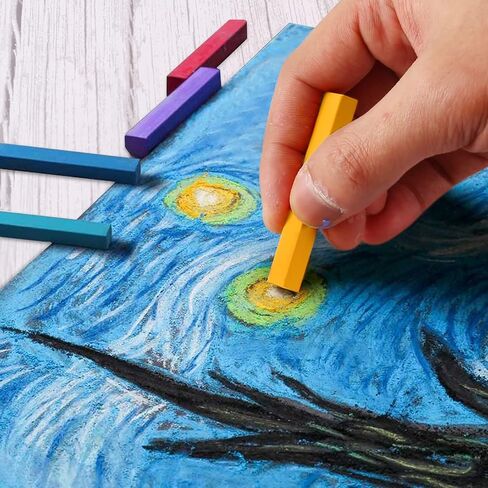 LOONENG Non Toxic Soft Pastels Chalk, Soft Chalk Pastels Stick for Crafts Projects, Drawing, Blending, Layering, Shading, 24 Brilliant Assorted Colors in Kuwait