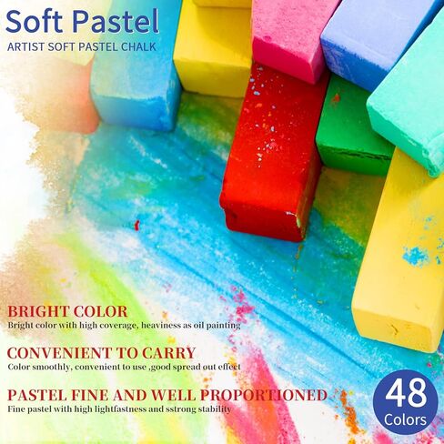 LOONENG Non Toxic Soft Pastels Chalk, Soft Chalk Pastels Stick for Crafts Projects, Drawing, Blending, Layering, Shading, 24 Brilliant Assorted Colors in Kuwait