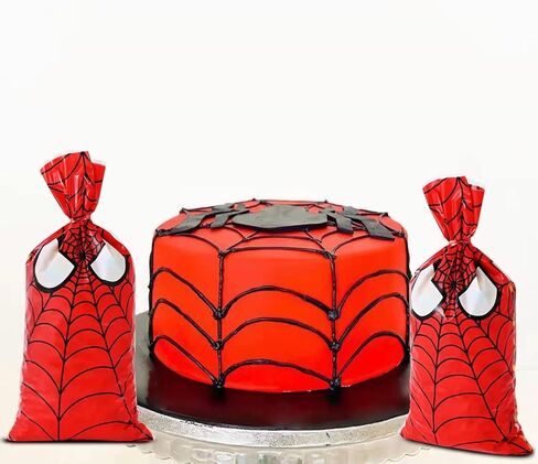 100 قطعة من أكياس الحلوى المطبوعة على شبكة العنكبوت من Lecferrarc، أكياس حلوى السيلوفان العنكبوتية، أكياس تخزين بلاستيكية جيدة، حقائب هدايا لحفلات البطل العنكبوت مع أربطة ملتوية للأطفال، لوازم حفلات أعياد الميلاد in Kuwait