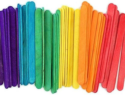 Wooden Color Craft Sticks (4.5in.) - Vibrant Fun Colors, Colored Popsicle Sticks for Crafts | Pack of 240 Wooden Craft Stick | Ideal for Crafters, Teachers Kids and Students in Kuwait