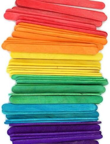 Wooden Color Craft Sticks (4.5in.) - Vibrant Fun Colors, Colored Popsicle Sticks for Crafts | Pack of 240 Wooden Craft Stick | Ideal for Crafters, Teachers Kids and Students in Kuwait
