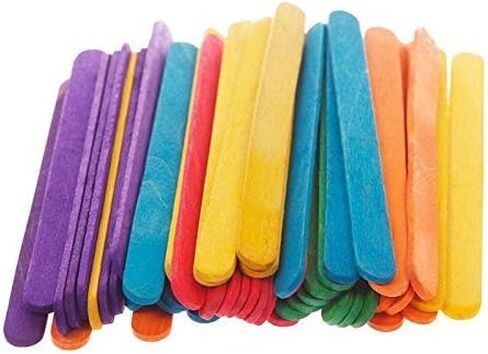 Wooden Color Craft Sticks (4.5in.) - Vibrant Fun Colors, Colored Popsicle Sticks for Crafts | Pack of 240 Wooden Craft Stick | Ideal for Crafters, Teachers Kids and Students in Kuwait
