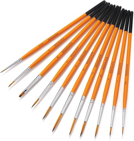 مجموعة فرش الطلاء النموذجية - 11 قطعة من فرش الرسم الدقيقة للاكريليك والزيت والالوان المائية - مجموعات الطائرات، السيراميك، المينا، المصغرة، وورهامر 40 قيراط in Kuwait