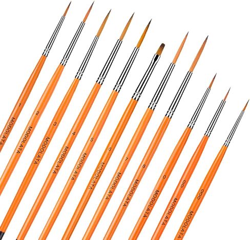 مجموعة فرش الطلاء النموذجية - 11 قطعة من فرش الرسم الدقيقة للاكريليك والزيت والالوان المائية - مجموعات الطائرات، السيراميك، المينا، المصغرة، وورهامر 40 قيراط in Kuwait