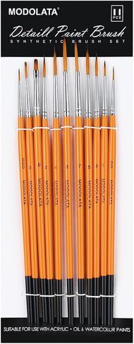 مجموعة فرش الطلاء النموذجية - 11 قطعة من فرش الرسم الدقيقة للاكريليك والزيت والالوان المائية - مجموعات الطائرات، السيراميك، المينا، المصغرة، وورهامر 40 قيراط in Kuwait