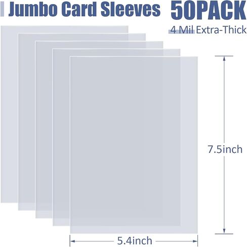 Jumbo-Card-Sleeves 4 Mil Extra-Thick Big Card Protector Sleeves Jumbo Card Protector-50 Pack in Saudi Arabia