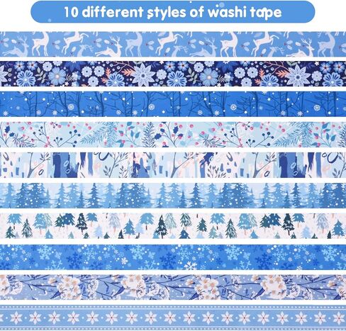 10 لفات من شريط واشي لعيد الميلاد، شريط لاصق أزرق متعدد الأنماط، شريط واشي ياباني ذاتي اللصق، شريط لاصق لعطلة عيد الميلاد، شريط لاصق لسجلات القصاصات، فنون الحرف اليدوية، تغليف هدايا المهرجانات in Kuwait