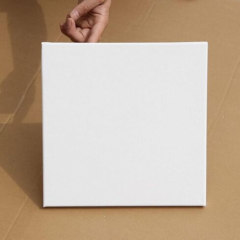 EXCEART Oil Painting Canvas 6Pcs Wood Painting Canvas Panels Square Cotton Stretched Canvas Frames Acrylic Pouring Watercolor Paint Artist Canvas Boards (White) in Kuwait