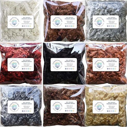 REAL MOHAIR LOCKS. Organic Hand Dyed Wool Fiber for Doll Hair and Wigs, Felting, Blending, Spinning, Wallhangings and Embellishments. Henna, 1 Ounce (28g) in Kuwait