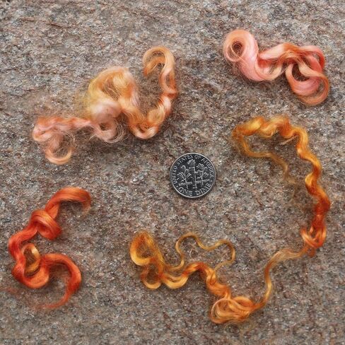 REAL MOHAIR LOCKS. Organic Hand Dyed Wool Fiber for Doll Hair and Wigs, Felting, Blending, Spinning, Wallhangings and Embellishments. Henna, 1 Ounce (28g) in Kuwait