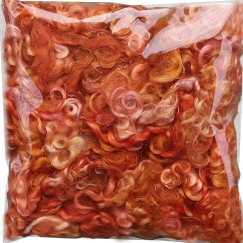 REAL MOHAIR LOCKS. Organic Hand Dyed Wool Fiber for Doll Hair and Wigs, Felting, Blending, Spinning, Wallhangings and Embellishments. Henna, 1 Ounce (28g) in Kuwait