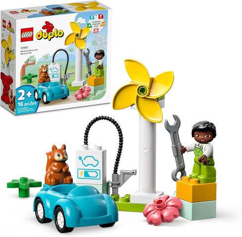 LEGO DUPLO Town Wind Turbine and Electric Car 10985 Early Development Building Toy, Includes Charging Station for Pretend Play, Great Gift for Toddler Boys and Girls Ages 2 Years Old and Up in Saudi Arabia