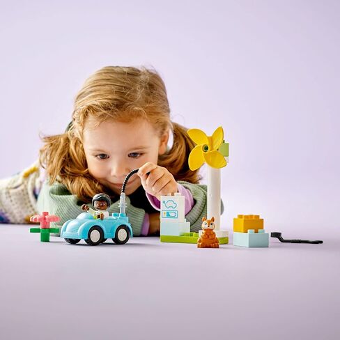 LEGO DUPLO Town Wind Turbine and Electric Car 10985 Early Development Building Toy, Includes Charging Station for Pretend Play, Great Gift for Toddler Boys and Girls Ages 2 Years Old and Up in Saudi Arabia