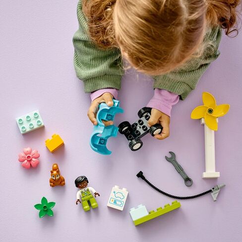 LEGO DUPLO Town Wind Turbine and Electric Car 10985 Early Development Building Toy, Includes Charging Station for Pretend Play, Great Gift for Toddler Boys and Girls Ages 2 Years Old and Up in Saudi Arabia