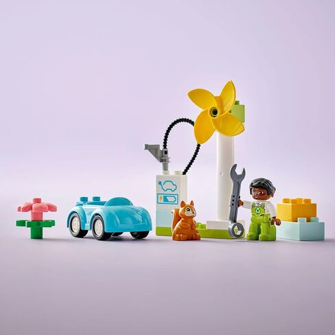 LEGO DUPLO Town Wind Turbine and Electric Car 10985 Early Development Building Toy, Includes Charging Station for Pretend Play, Great Gift for Toddler Boys and Girls Ages 2 Years Old and Up in Saudi Arabia