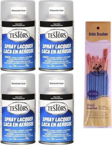 اجعل يومك اختبارًا TES1261 Gloscote Spray Enamel 3oz، طبقة شفافة (عبوة من 4) مجموعة فرش طلاء in Kuwait