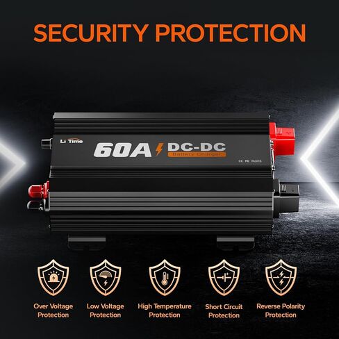 شاحن بطارية LiTime 12V 40A DC إلى DC مناسب لبطاريات LiFePO4 وحمض الرصاص وSLA والجل وAGM والكالسيوم. شاحن ثلاثي المراحل للتطبيقات واسعة النطاق والمركبات الترفيهية والقوارب واليخوت. in Kuwait