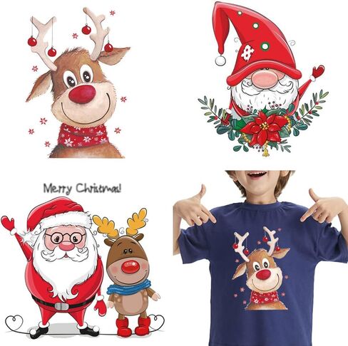 رقع زينة قابلة للغسل بتصميم سانتا كلوز وغزال وكريسماس لطيف على الملابس بتصميم سانتا كلوز وغزال وعيد الميلاد المجيد للاطفال والتيشيرتات والسترات واغطية الوسائد in Kuwait