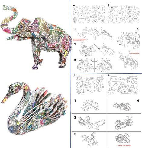 مجموعة أحجية تلوين ثلاثية الأبعاد من DDMY مكونة من 4 قطع، لغز رسم تلوين فني للأطفال بعمر 7 8 9 10 11 12، ألعاب إبداعية ممتعة للفتيات والأولاد in Kuwait