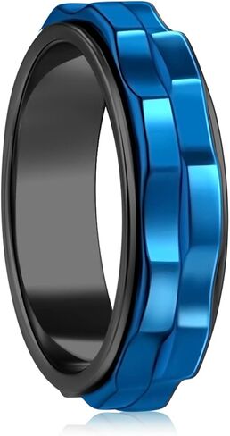 LuckyAmor Fidget Rings للقلق للنساء، حلقة القلق الدوارة المصنوعة من الفولاذ المقاوم للصدأ Fidgets Two Gear Fidget Ring حلقة القلق البولندية العالية للنساء والرجال هدايا الزفاف مقاس 6-10 in Kuwait