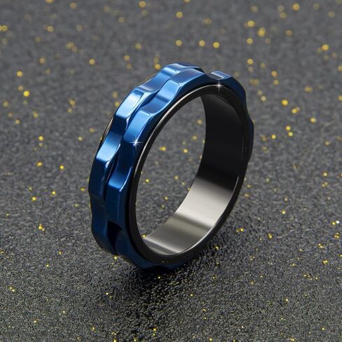 LuckyAmor Fidget Rings للقلق للنساء، حلقة القلق الدوارة المصنوعة من الفولاذ المقاوم للصدأ Fidgets Two Gear Fidget Ring حلقة القلق البولندية العالية للنساء والرجال هدايا الزفاف مقاس 6-10 in Kuwait