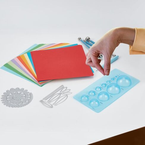 FREEBLOSS 2 Set Flower Cutting Dies Paper Flower Tool Kit with Video Tutorial Flower Template Metal Flower Die Cuts Stencils with 100pcs Colored Paper for Scrapbooking Card Decorations in Saudi Arabia