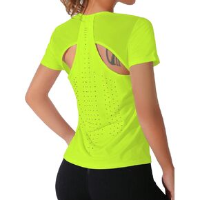 Floerns Women's Athletic Cut Out Back Split Hem Sports Tee Short Sleeve Activewear in Saudi Arabia