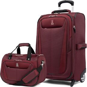 Travelpro Maxlite 5 Softside 2pc Set Expandable Carry On Upright 2 Wheel Luggage/Soft Underseat Tote, Lightweight Suitcase, Men and Women, Black