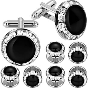 HAWSON Crystal Cuff Links and Studs Set for Mens Tuxedo Shrit Wedding Accessories in Kuwait