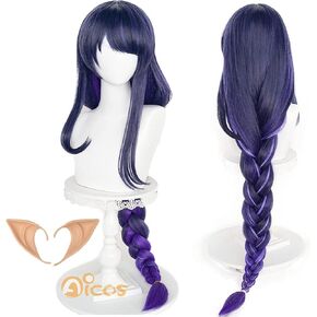 Alacos Purple Braid Raiden Shogun Wig, Long Purple Wig with Braid for Raiden Cosplay, Anime Raiden Shogun Cosplay Wig Perfect for Halloween Party(Raiden shogun)