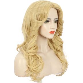 karlery Women 70s Feathered Wig Long Blonde Wave Disco Wig Vintage Costume Wig for Party Fashion Accessory