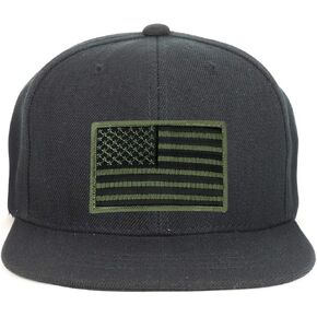 قبعة بيسبول من Armycrew للشباب مقاس الأطفال باللون الزيتوني مع العلم الأمريكي برقعة مسطحة بيل Snapback