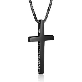 ZRAY Cross Necklace for Men Inspirational Bible Verse Cross Pendant Stainless Steel Cross Chain 22+2inch Christian Jewelry Meaningful Religious Gift for Boys in Saudi Arabia