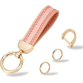 سلسلة مفاتيح سيارة من الجلد الطبيعي من كلاود باي، حامل مفاتيح عالمي مع حلقة على شكل حرف D قابلة للدوران 360 درجة، مضادة للفقدان in Kuwait