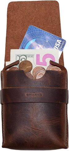 Hide & Drink, Leather Card Organizer Pouch, Holds Up to 12 Cards Plus Folded Bills/Coin Holder/Vintage/Stylish/Accessories, Handmade - Bourbon Brown in Saudi Arabia
