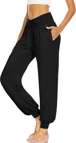 سراويل حريمي حريمي من SUNYAA بخصر عالٍ كاجوال فضفاضة للركض واليوجا ملابس نوم مريحة للاستراحة مع جيوب in Kuwait