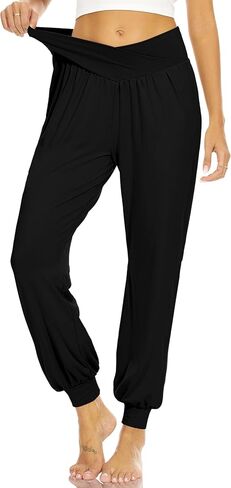 سراويل حريمي حريمي من SUNYAA بخصر عالٍ كاجوال فضفاضة للركض واليوجا ملابس نوم مريحة للاستراحة مع جيوب in Kuwait