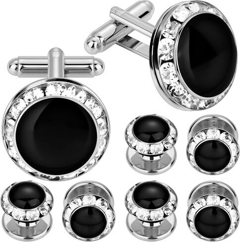 HAWSON Crystal Cuff Links and Studs Set for Mens Tuxedo Shrit Wedding Accessories in Kuwait