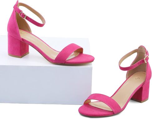 mysoft Women's Chunky Low Heels Open Toe Block Heeled Dress Ankle Strap Pump Wedding Sandals in Kuwait