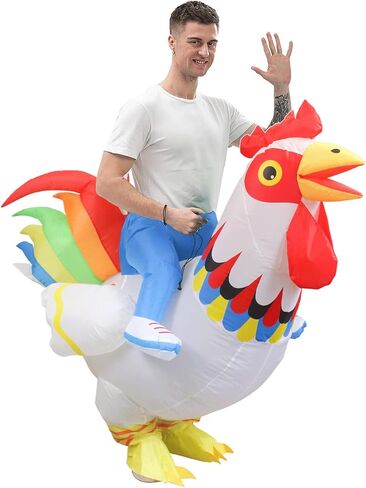 VURPOKSI Inflatable Ride on Rooster Costume Chicken Air Blow up Suit Costumes For Men Women Party Dress Halloween Christmas Cosplay Adult Size in Kuwait