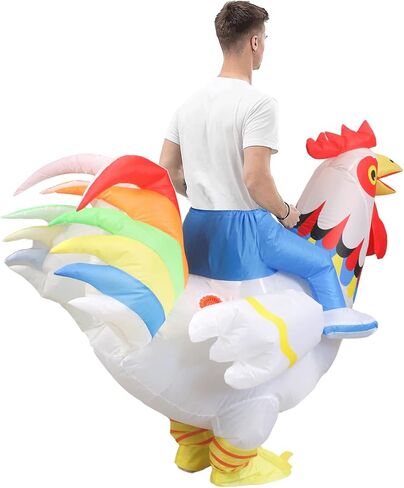 VURPOKSI Inflatable Ride on Rooster Costume Chicken Air Blow up Suit Costumes For Men Women Party Dress Halloween Christmas Cosplay Adult Size in Kuwait