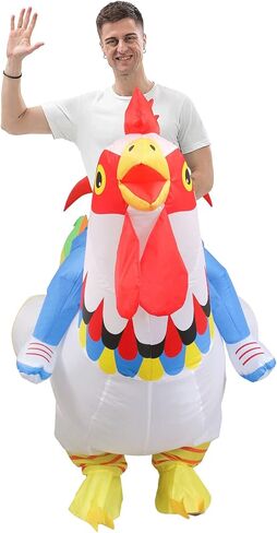VURPOKSI Inflatable Ride on Rooster Costume Chicken Air Blow up Suit Costumes For Men Women Party Dress Halloween Christmas Cosplay Adult Size in Kuwait