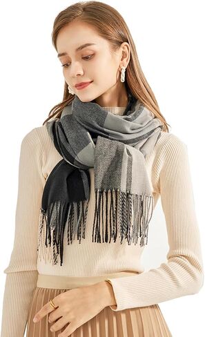 وشاح شتوي للسيدات من K-Elewon بملمس الكشمير شال الباشمينا يلتف بطانية دافئة ناعمة للنساء BX11 in Kuwait