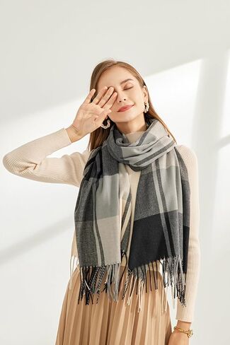 وشاح شتوي للسيدات من K-Elewon بملمس الكشمير شال الباشمينا يلتف بطانية دافئة ناعمة للنساء BX11 in Kuwait