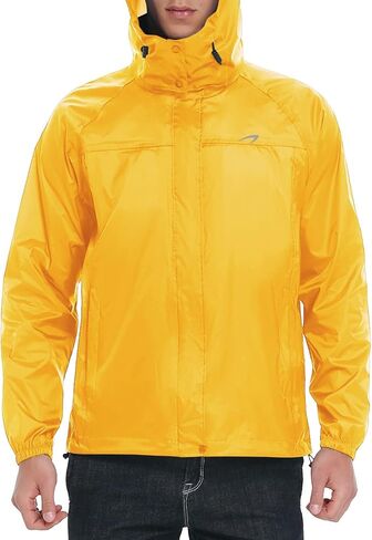 سترات المطر الرجالية من KPSUN مقاومة للماء وخفيفة الوزن وقابلة للتعبئة ومعاطف مطر للجري مع غطاء رأس قابل للإزالة in Kuwait